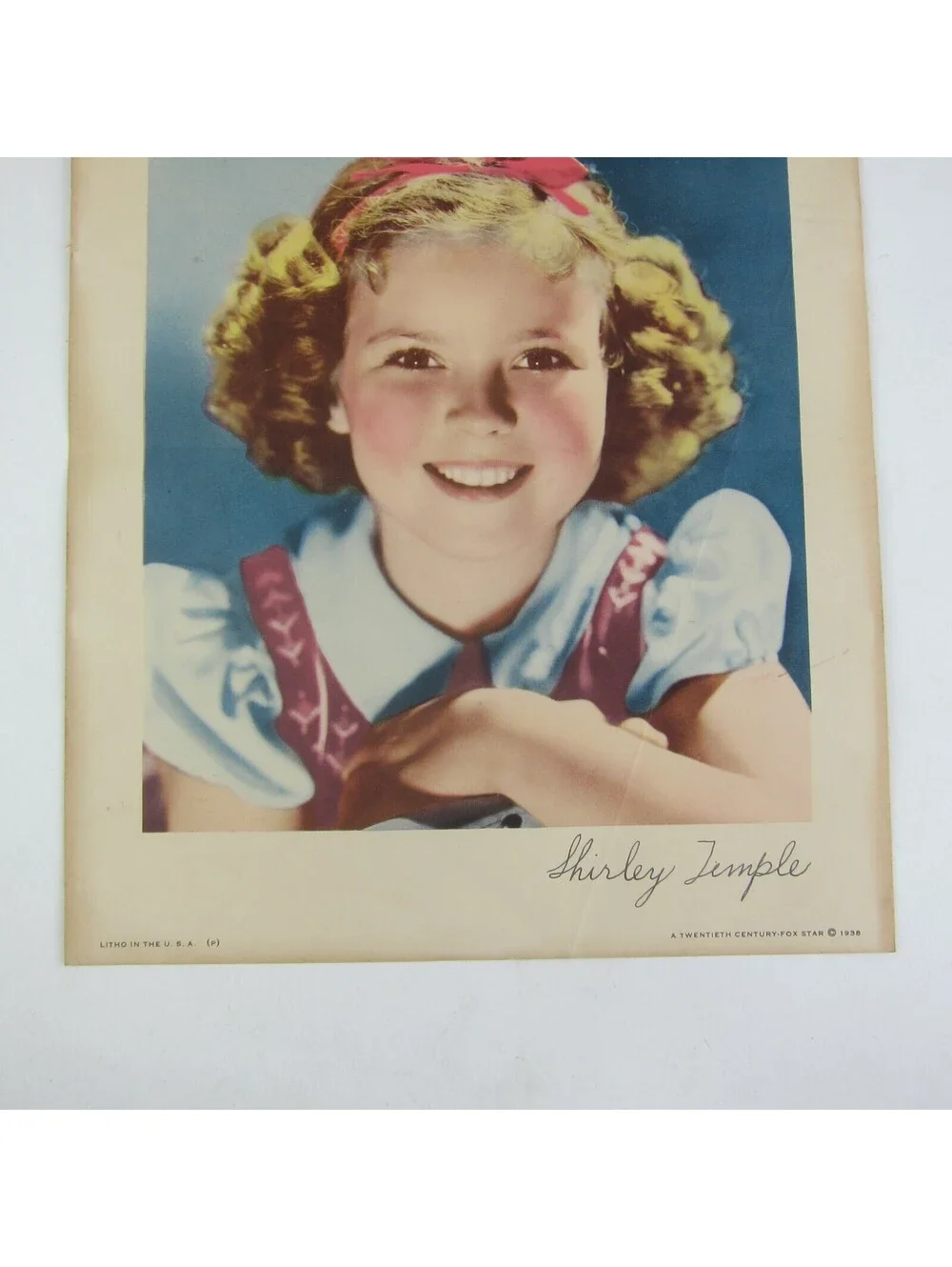 Shirley Temple 8x10 Litho Print Red Ribbon Twentieth Century Fox Vintage 1938